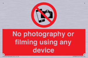 No photography or filming using any device